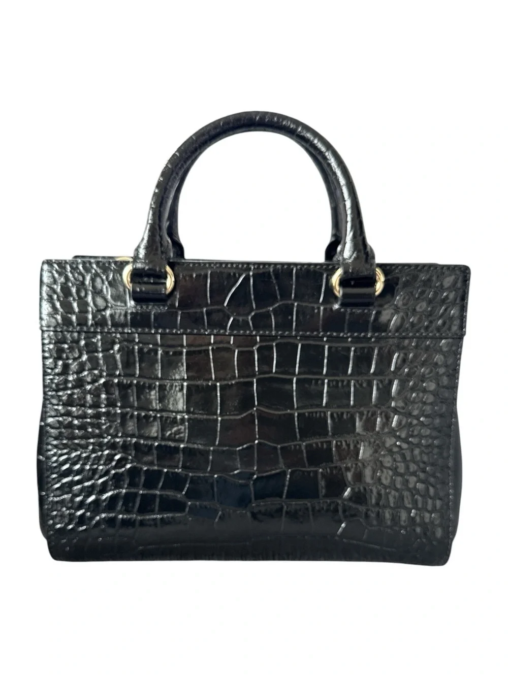 Kate Spade New York Perri Lane Croco Mini Romy Satchel Crossbody Black Leather